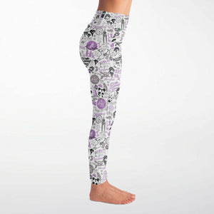Hong Kong Pattern Yoga Pants And Top Set (Purple/for women)