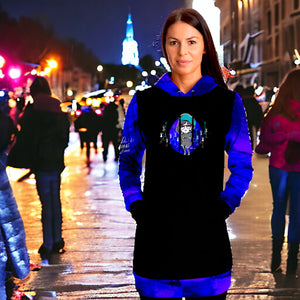 Artistic Violet Blue Longline Hoodie (with charlotte)