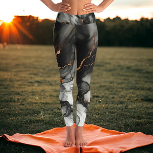 Marble Yoga Pants And Top Set (Black/for women)