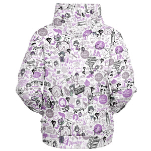 Hong Kong Pattern Zip-Up Hoodie (for women) Purple