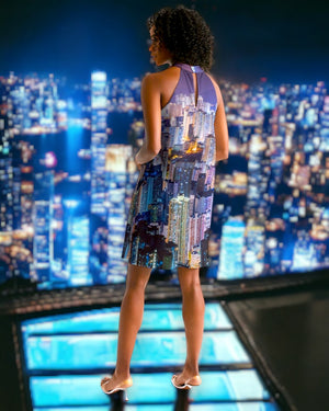 Hong Kong Night View Women's Halter Dress