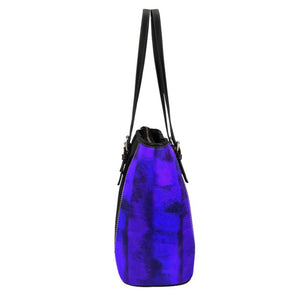 Artistic Violet Blue Leather tote bag (Small/ with charlotte)