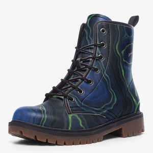 Dark Blue Marble Vegan Leather Boots