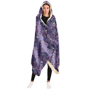 Owls Floral Hooded Blanket (Purple)