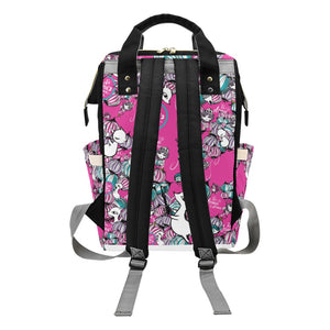Psychedelic Balloons Multi-Function Diaper Backpack/Diaper Bag (Pink and Black)