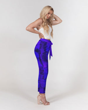 Artistic Belted Tapered Pants for women (Violet Blue)