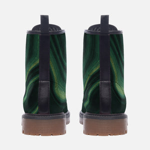 Dark Green Marble Vegan Leather Boots ( Malachite)