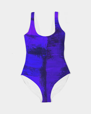 Artistic Women's One-Piece Swimsuit (Violet Blue)