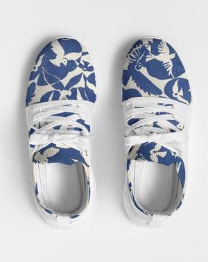 Pigeons Pattern Women's Two-Tone Sneaker (Blue and Beige)