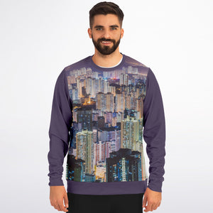 Hong Kong Night View Fashion Sweatshirt (Black Sleeve/ 2 pcs set)