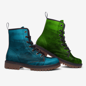 Gradient Teal and Lime Green Lace-Up Boots ( For Men| Women)