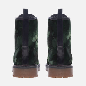 Jungle Greens Floral Camouflage Vegan Combat Boots|  Goblincore Shoes| Witchy Clubwear| Gift For Plant Lover