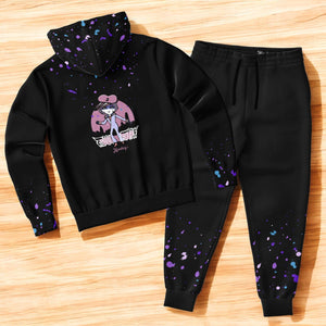 Japan Anime Inspired Fashion Hoodie and Jogger Set ( Black）