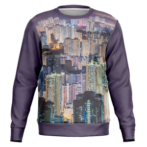 Hong Kong Night View Fashion Sweatshirt (Black Sleeve/ 2 pcs set)
