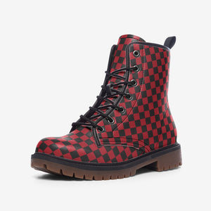 Red Checkered Combat Boots (Red and Black|For Women|Men)