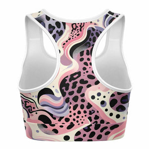 Abstract Pink Splash Sports Bra (for women)