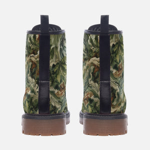 Leafy Camouflage Vegan Combat Boots| Gift For Plant Lover