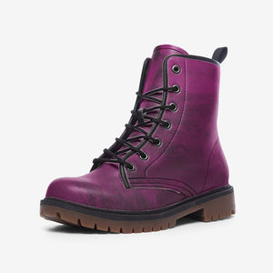Vintage Plum Vegan Combat Boots| Charm Faux Leather Shoes| Wide Comfy| Hippy Boots| Customs Shoe For Womens For Men