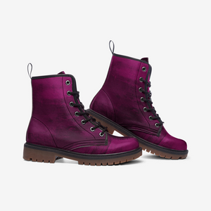 Vintage Plum Vegan Combat Boots| Charm Faux Leather Shoes| Wide Comfy| Hippy Boots| Customs Shoe For Womens For Men