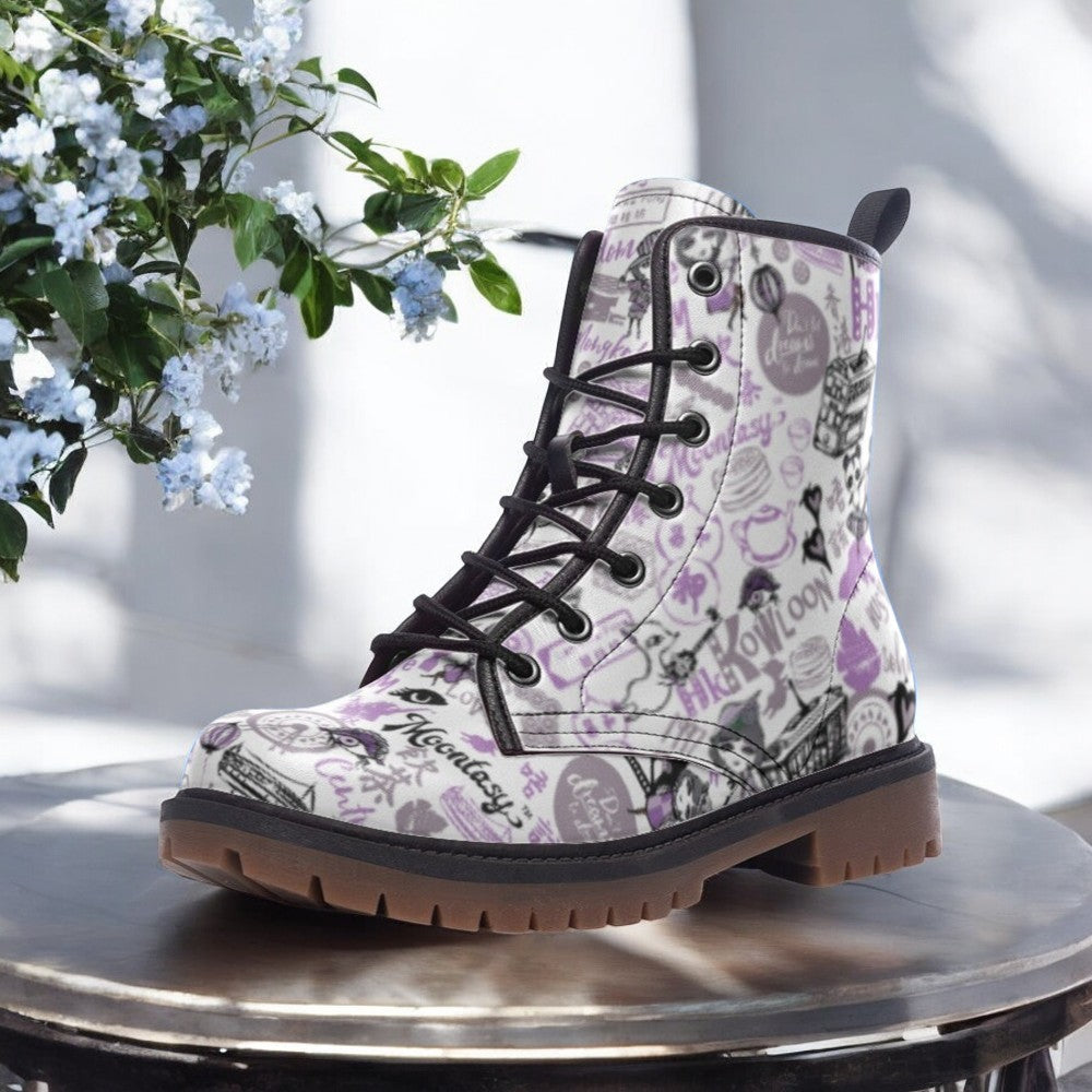 a close up of a pair of boots on a table