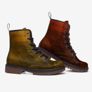 Golden Olive and Burnt Orange Combat Boots（For Women/Men)