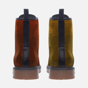 Golden Olive and Burnt Orange Combat Boots（For Women/Men)