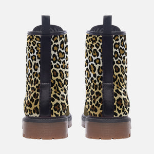 Leopard Print Combat Boots | Olive Green Military Style Shoes | Safari Chic Junglecore Footwear | Glam Punk Rockabilly Boots | Baddie Aesthetic Alt Clothing