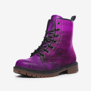 Electric Purple Vegan Combat Boots| Violet Storm Leather Boots| Cosmic Purple Urban Boots| Punk Boots| Red Lace up Boots For Women| Men