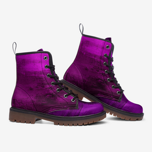 Electric Purple Vegan Combat Boots| Violet Storm Leather Boots| Cosmic Purple Urban Boots| Punk Boots| Red Lace up Boots For Women| Men