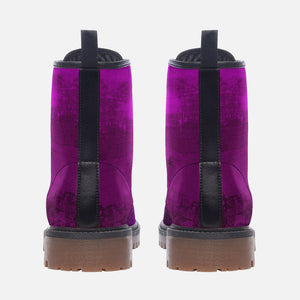 Electric Purple Vegan Combat Boots| Violet Storm Leather Boots| Cosmic Purple Urban Boots| Punk Boots| Red Lace up Boots For Women| Men