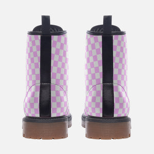 Pastel Pink Checkered Boots ( Combat Boots|For Girls|Women| Men)