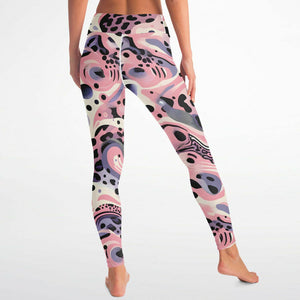 Abstract Pink Splash Yoga Pants (for women)