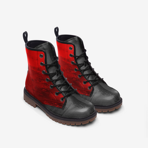 Deadpool Inspired Vegan Combat Boots| Red and Black Punk Rock Footwear| Harley Quinn Cosplay Shoes| Goth Boots| Custom Shoes for Women| Men