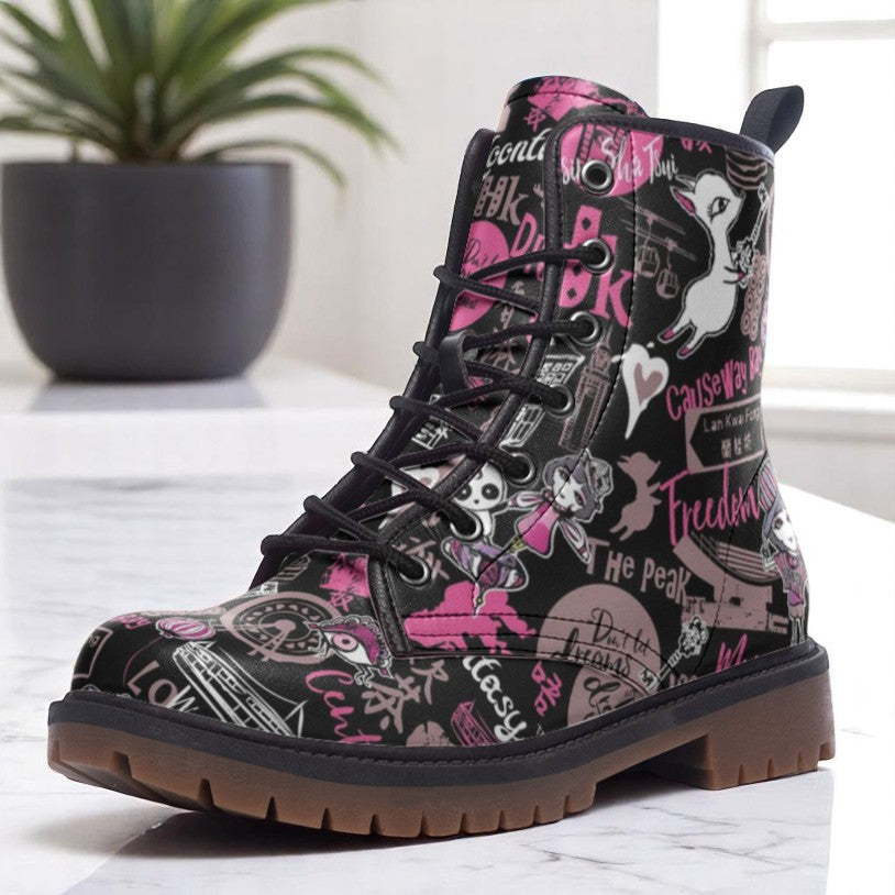 a close up of a pair of boots on a table