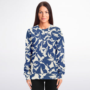 Pigeons Pattern Fashion Sweatshirt (Blue and Beige)