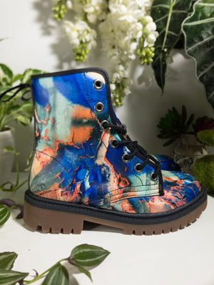 Abstract Art Combat Boots  | Vegan Leather, Custom Print