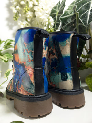 Abstract Art Combat Boots  | Vegan Leather, Custom Print