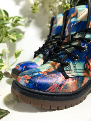 Abstract Art Combat Boots  | Vegan Leather, Custom Print