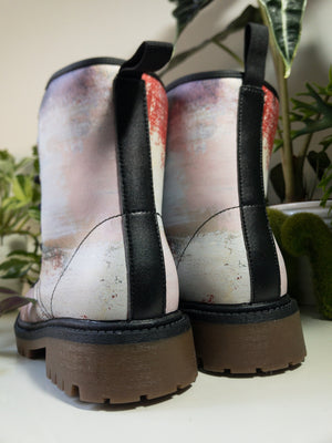 Urban Canvas Art Combat Boots (Brown/ Vegan Leather)
