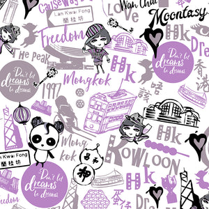 Hong Kong Pattern Women's Cropped Windbreaker(Lavender | Purple)
