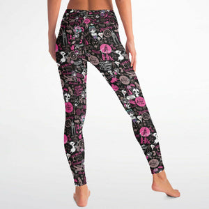 Hong Kong Pattern Yoga Pants (Black Pink/ For women)
