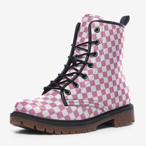 Pink Checkmate Combat Boots ( For Girls|Women| Men)