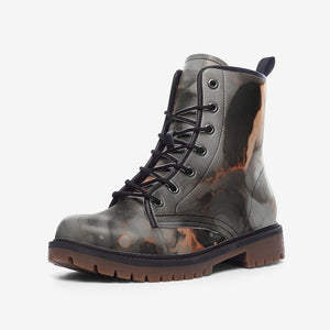 Abstract Gray Leather Boots