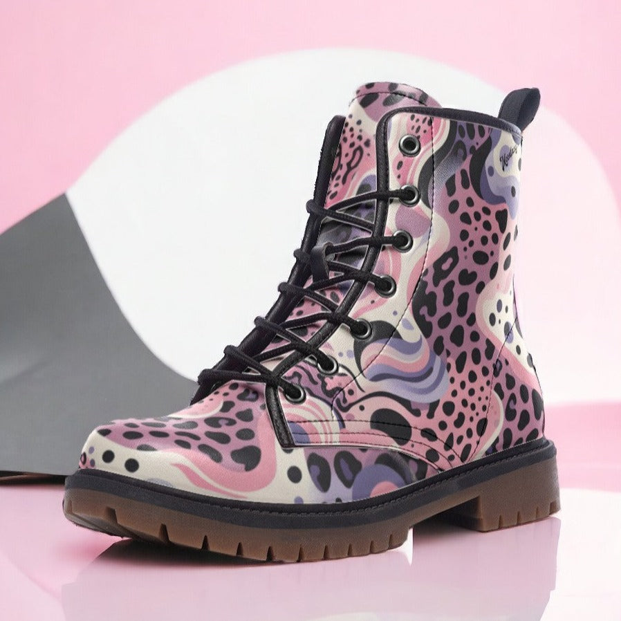 Abstract Pink Splash Vegan Leather boots