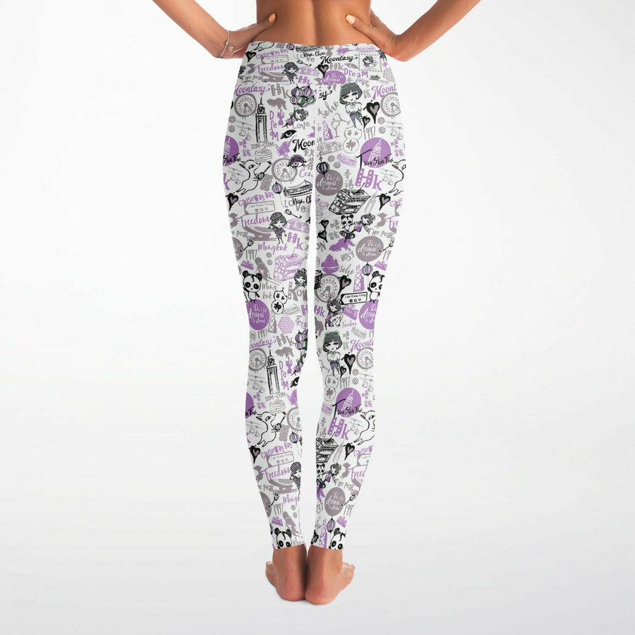 Hong Kong Pattern Yoga Leggings (Lavender | Purple)