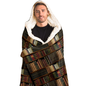 Library Book Lover Hooded Blanket (for Women/ Brown)