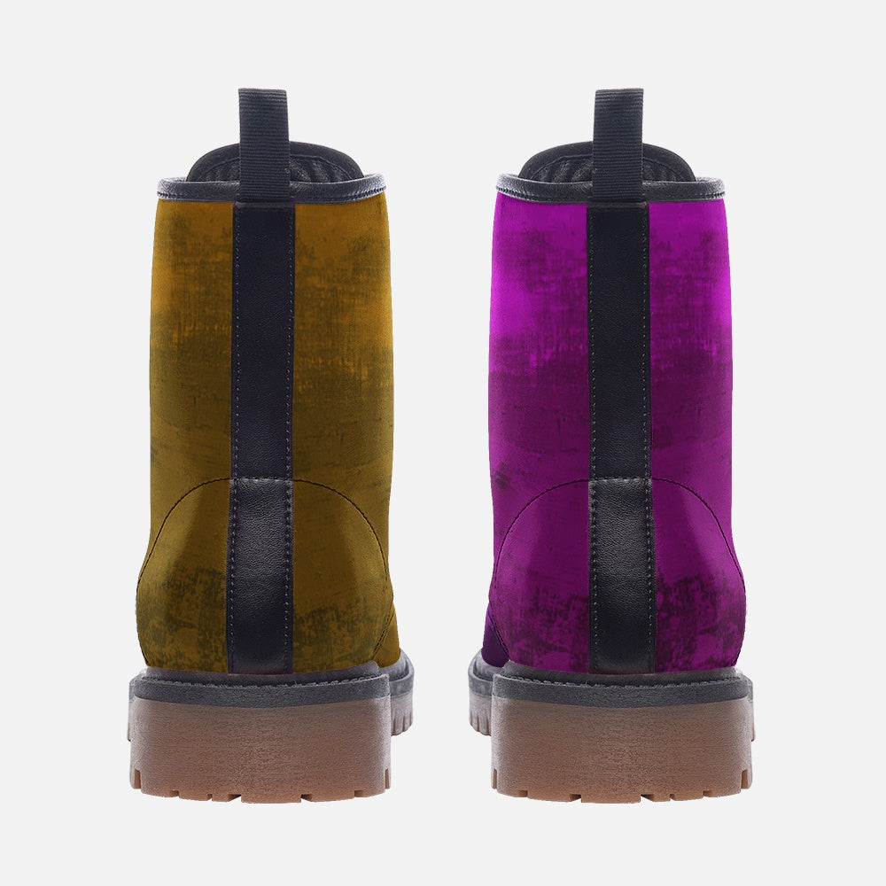 a pair of boots with different colors on them