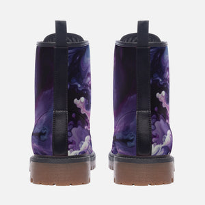 Galactic Swirl Purple Combat Boots for Trendy Style