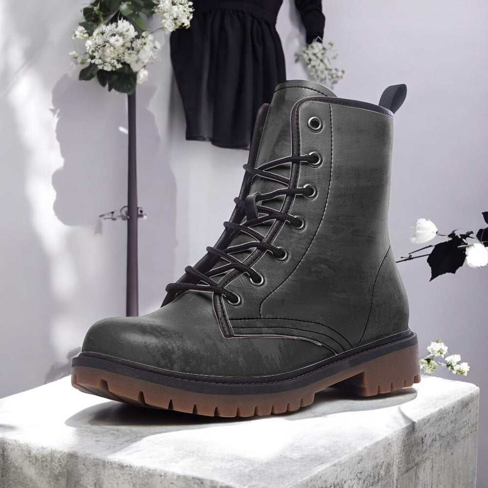 Midnight Black Vegan Combat Boots| Fantasy Faux Leather Shoes| Witchy| - Moontasy Midnight Black Vegan Combat Boots| Fantasy Faux Leather Shoes| Witchy| - Moontasy