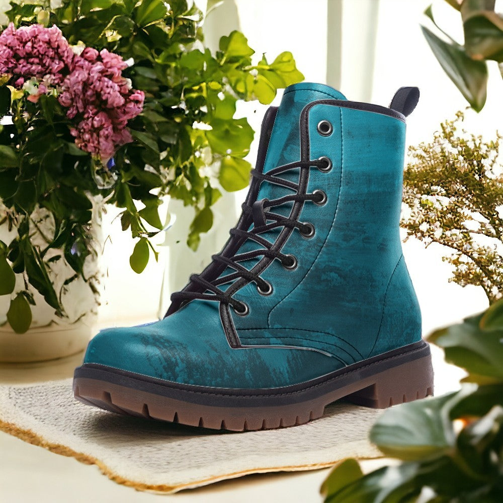 Womens Boots Light Blue Combat Boots Ocean Teal Vegan Combat